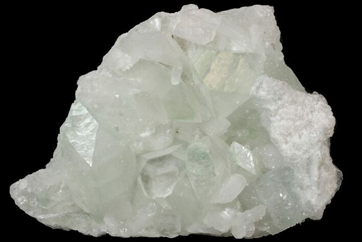 Light-Green Apophyllite Crystals with Colorless Stilbite - India #44355